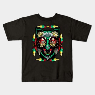 Batiamo - Funky Native Wolf Head Kids T-Shirt